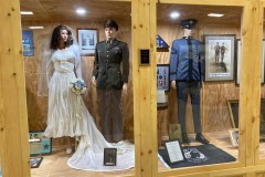 Parachute wedding gown display of John and Nina Gambardella and new display of MIA James Gilbert